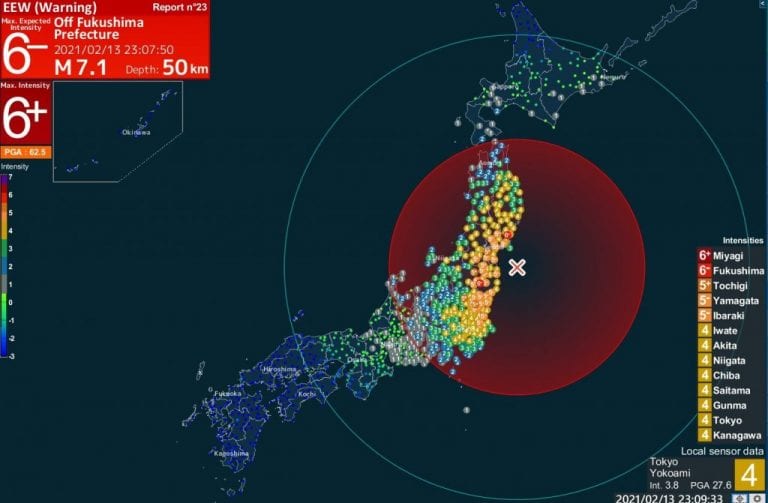 Un terremoto de 7,1 grados sacude el este de Japón