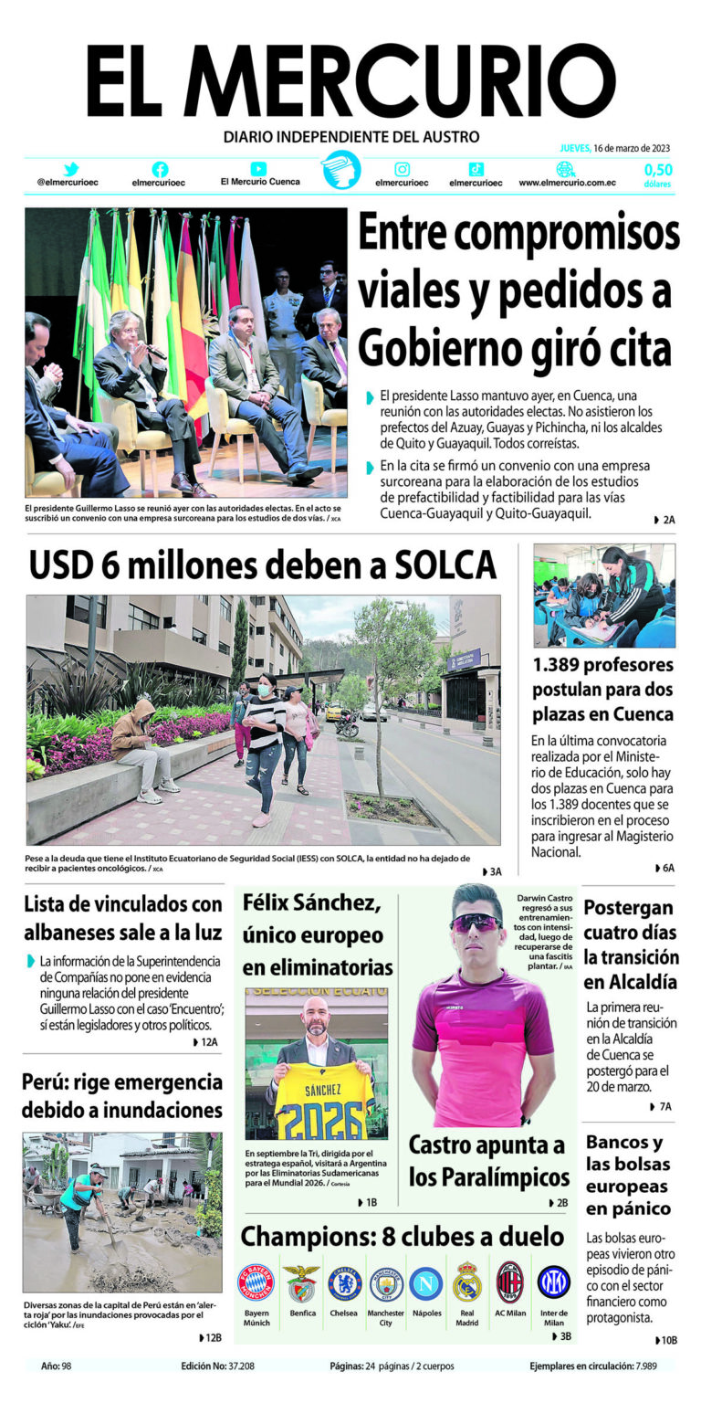 Portada impresa del 16 marzo 2023