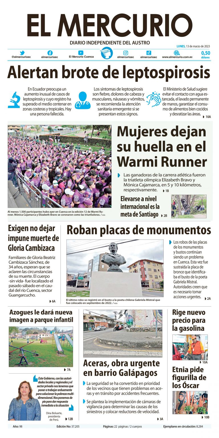 Portada impresa del 13 marzo 2023