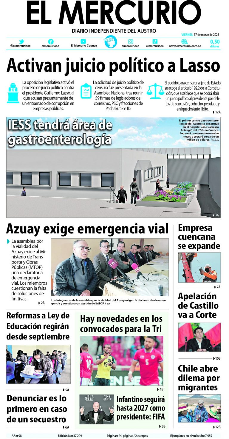 Portada impresa del 17 marzo 2023
