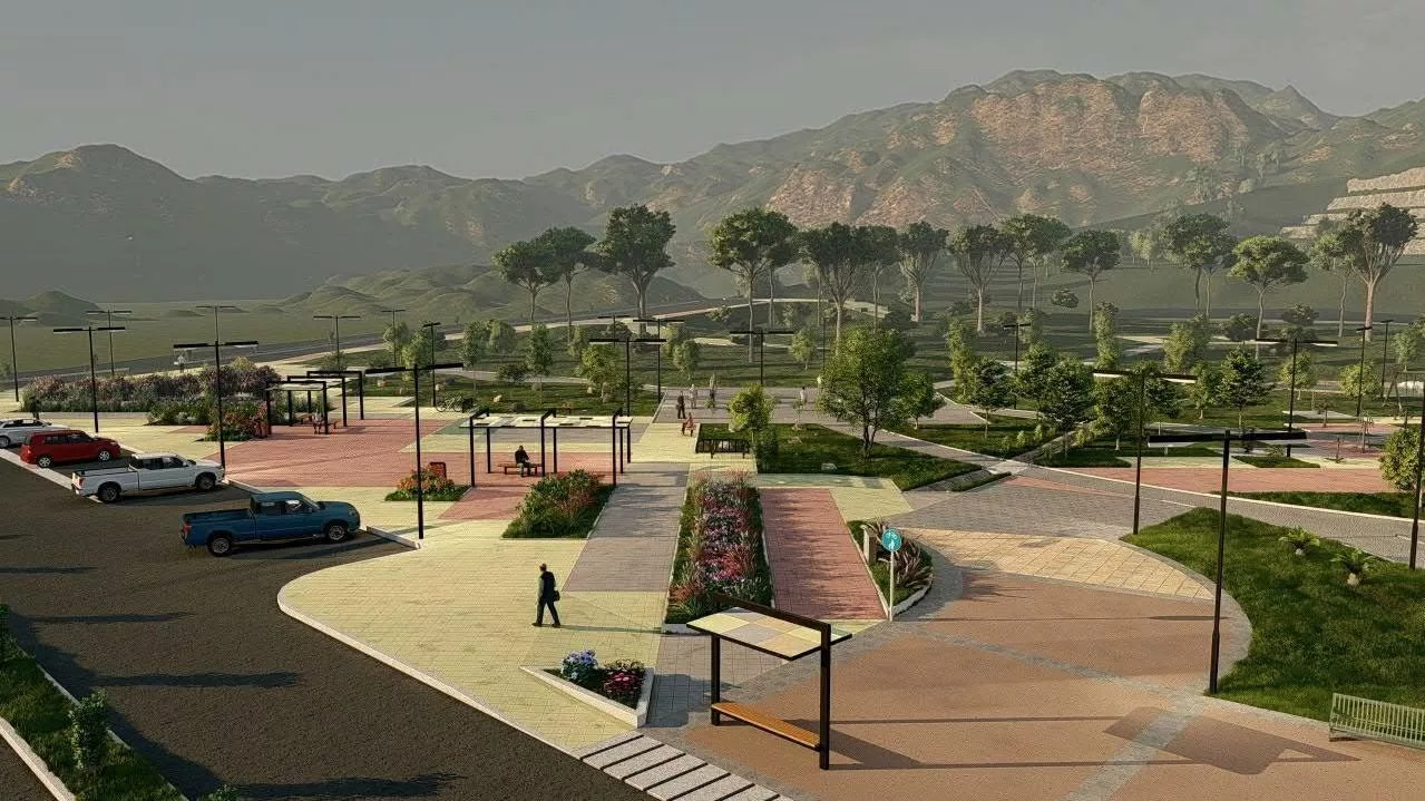 La imagen muestra cómo quedará la plaza cívica de la parroquia Guapán tras cumplir con los trabajos respectivos. Cortesía