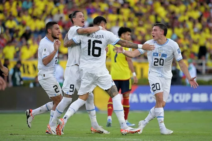 Darwin Núñez anotó el gol del empate de Uruguay ante Colombia por Eliminatorias. Foto: CONMEBOL