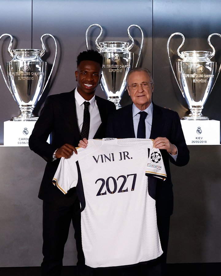 Vinicius renovó su contrato con el Real Madrid hasta junio del 2027. Foto: Real Madrid