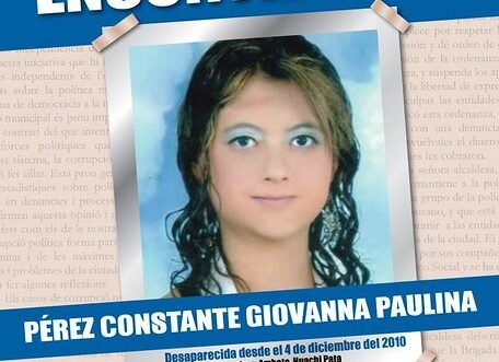 El 4 de diciembre de 2010, Giovanna Pérez Constante desapareció en la ciudad de Ambato.