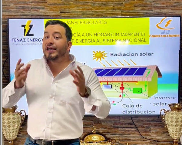 Explicación sobre sistema de generación de energía con paneles solares.